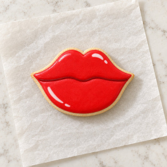 Lips Outline Cookie Cutter (decorated cookie mockup)