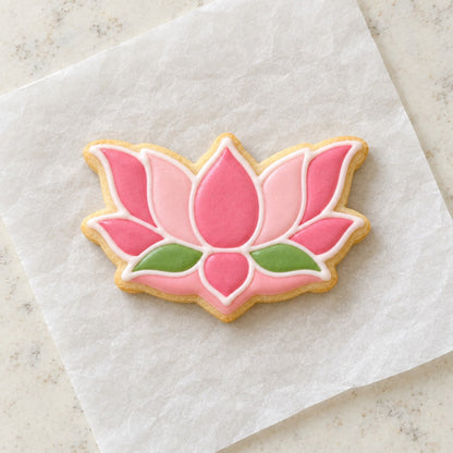 Lotus Flower Cookie Cutter (decorated cookie mockup)