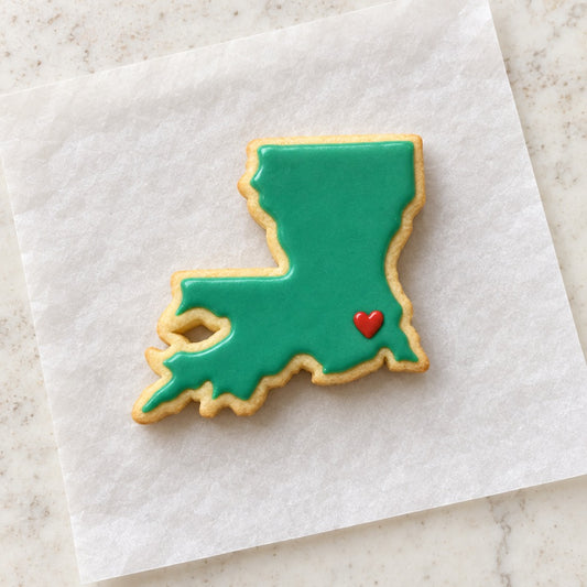 Louisiana State Cookie Cutter (decorated cookie mockup)