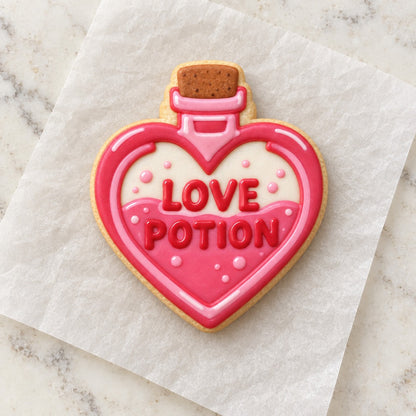 Love Potion Cookie Cutter (decorated cookie mockup)