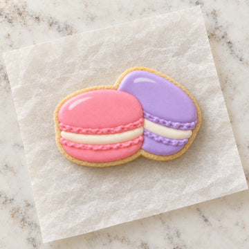 Macaron Pair Outline Cookie Cutter (decorated cookie mockup)