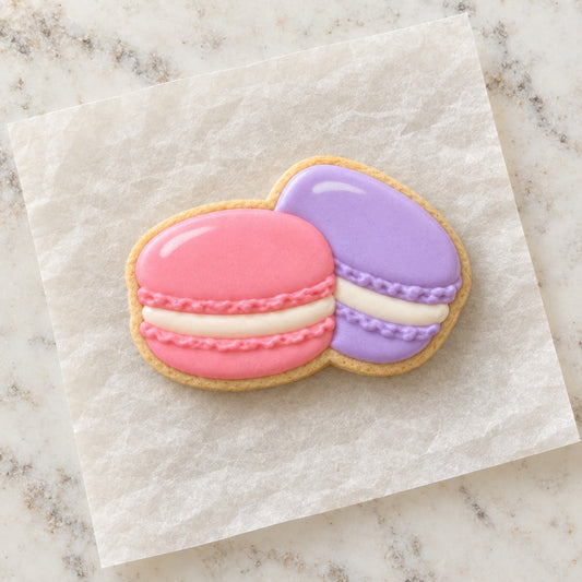 Macaron Pair Outline Cookie Cutter (decorated cookie mockup)