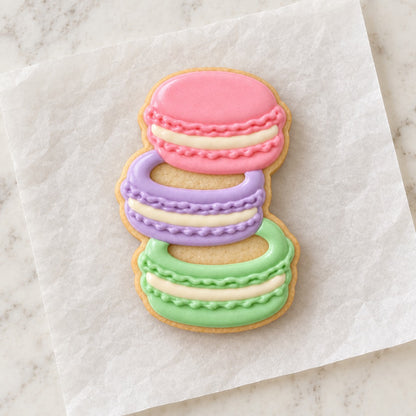Macaron Stack Cookie Cutter (decorated cookie mockup)