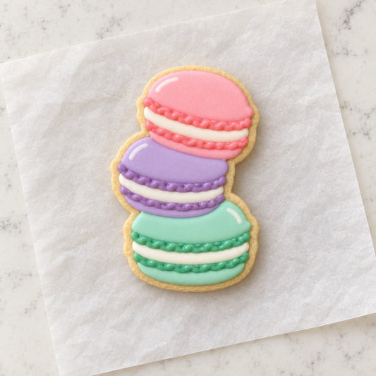Macaron Stack Outline Cookie Cutter (decorated cookie mockup)