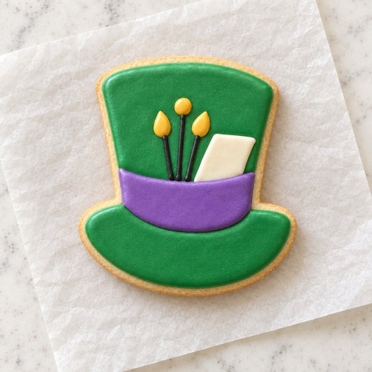 Mad Hatter Hat Cookie Cutter (decorated cookie mockup)