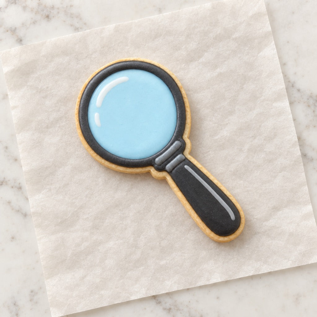 Magnifying Glass Cookie Cutter (decorated cookie mockup)