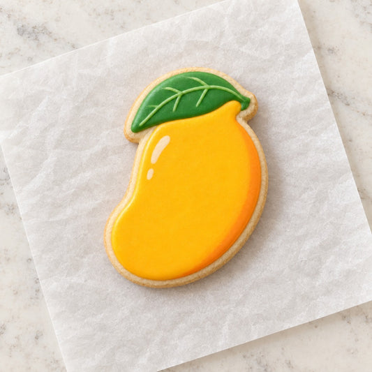 Mango Outline Cookie Cutter (decorated cookie mockup)