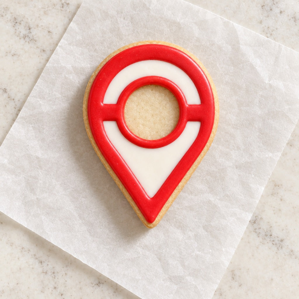 Map Icon Cookie Cutter (decorated cookie mockup)