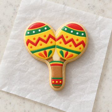 Maracas Cookie Cutter (decorated cookie mockup)