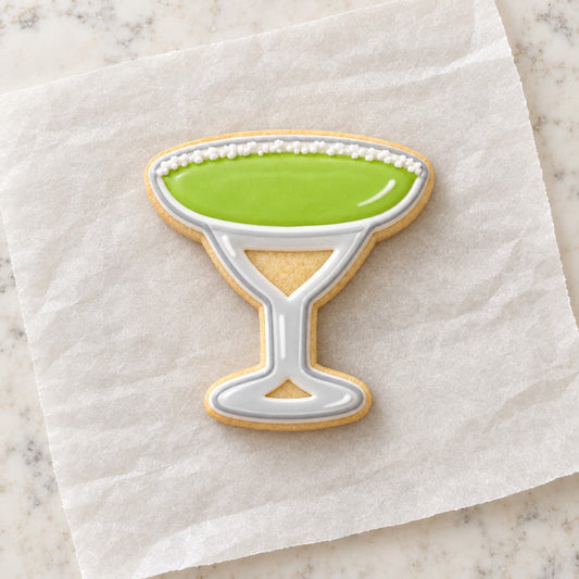 Margarita Outline Cookie Cutter (decorated cookie mockup)
