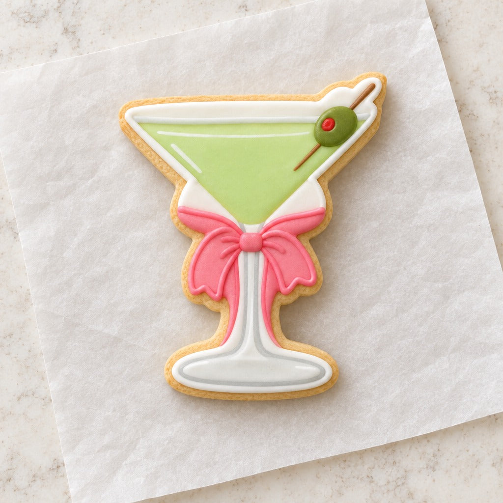 Martini with Bow Cookie Cutter (decorated cookie mockup)