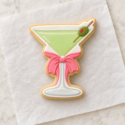 Martini with Bow Cookie Cutter (decorated cookie mockup)