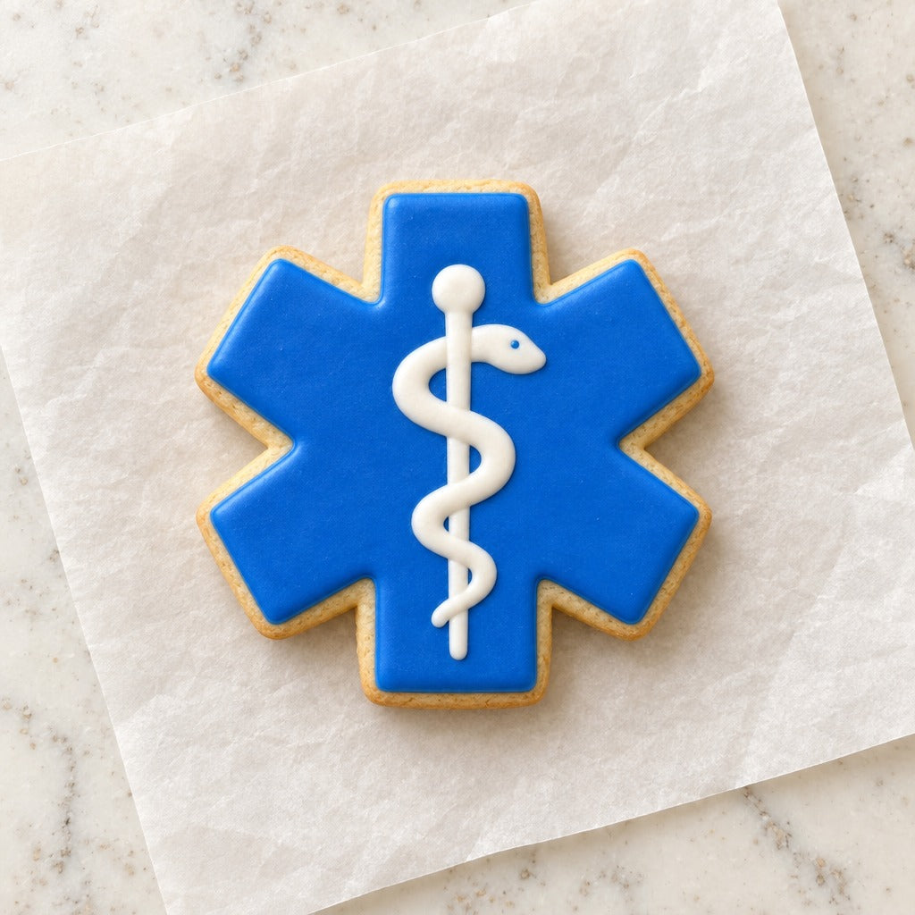 Medical Symbol Cookie Cutter (decorated cookie mockup)