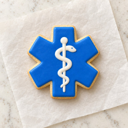Medical Symbol Cookie Cutter (decorated cookie mockup)