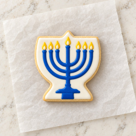 Menorah Cookie Cutter (decorated cookie mockup)