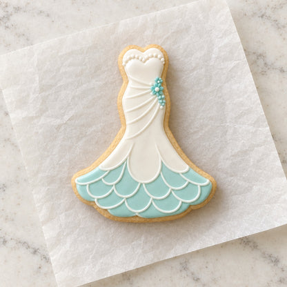 Mermaid Wedding Dress Cookie Cutter (decorated cookie mockup)