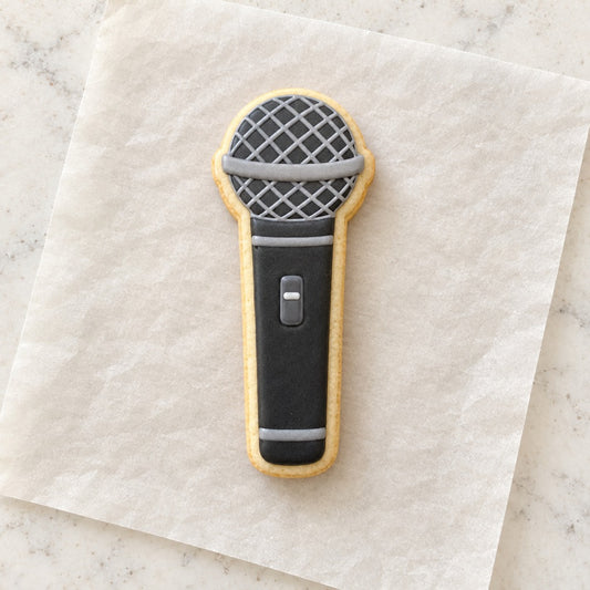 Microphone Outline Cookie Cutter (decorated cookie mockup)