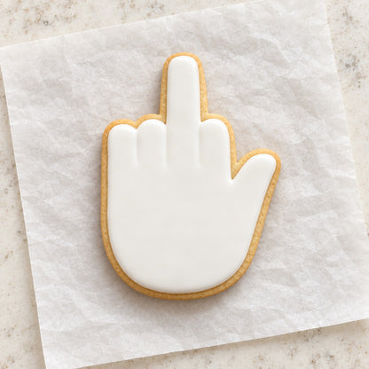 Middle Finger Cookie Cutter (decorated cookie mockup)