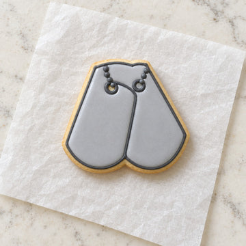 Military Dog Tags Cookie Cutter (decorated cookie mockup)