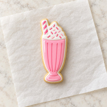 Milkshake Outline Cookie Cutter (decorated cookie mockup)
