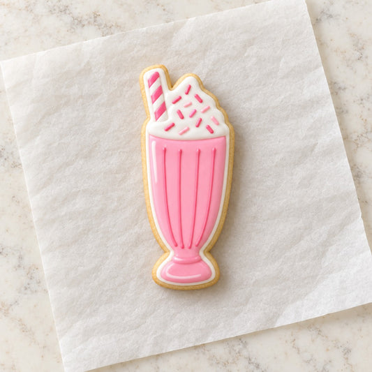 Milkshake Outline Cookie Cutter (decorated cookie mockup)