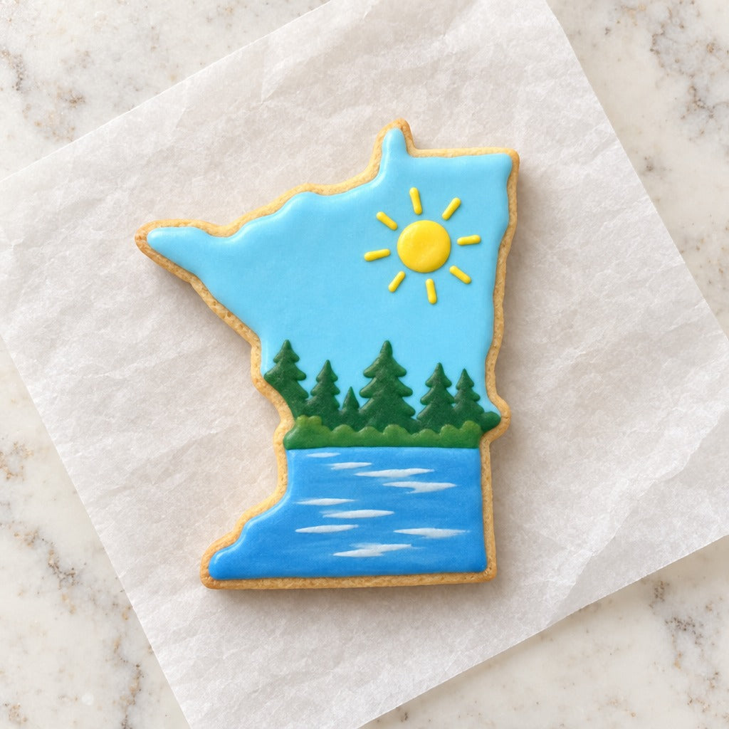 Minnesota State Cookie Cutter (decorated cookie mockup)