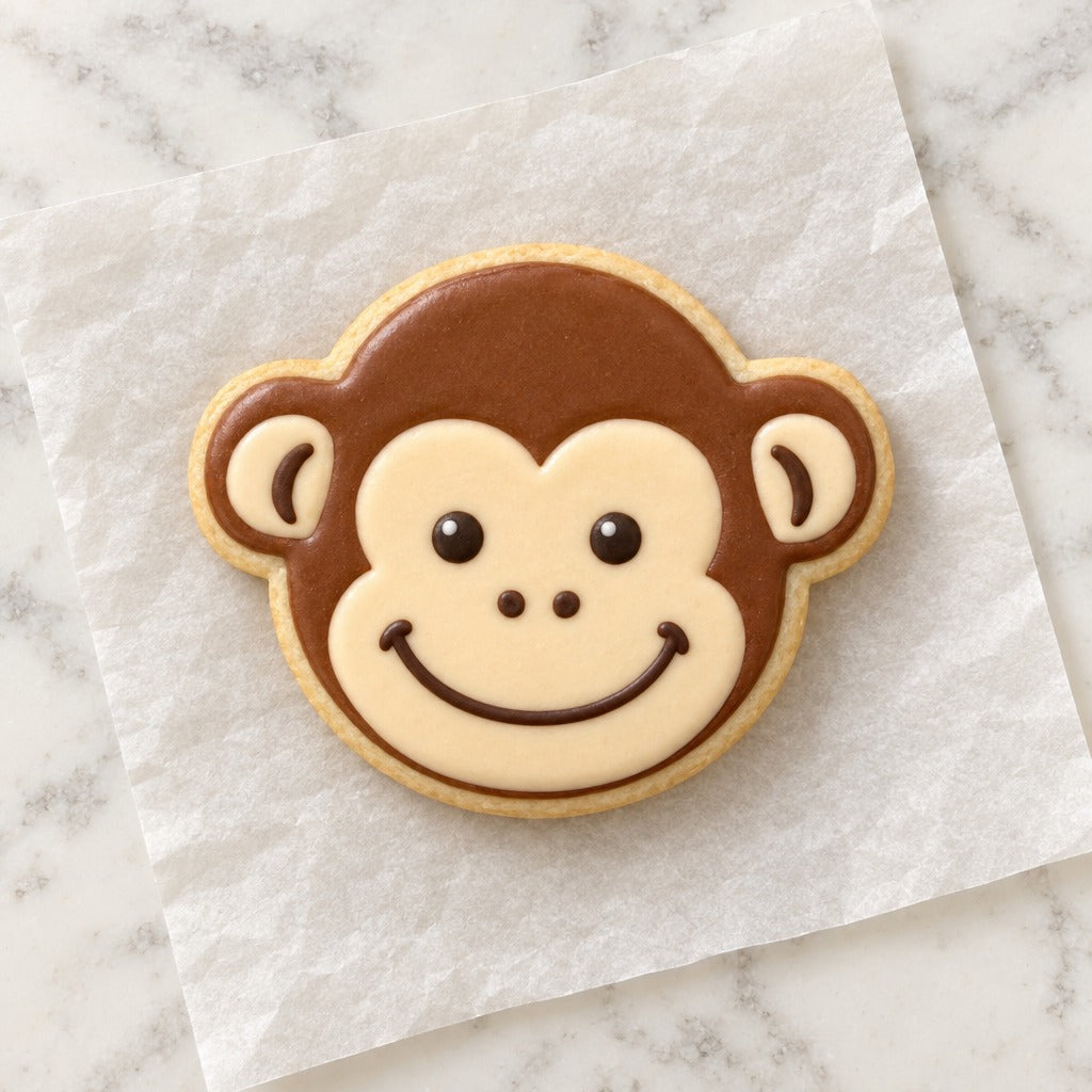 Monkey Face Cookie Cutter (decorated cookie mockup)