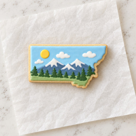 Montana Cookie Cutter (decorated cookie mockup)