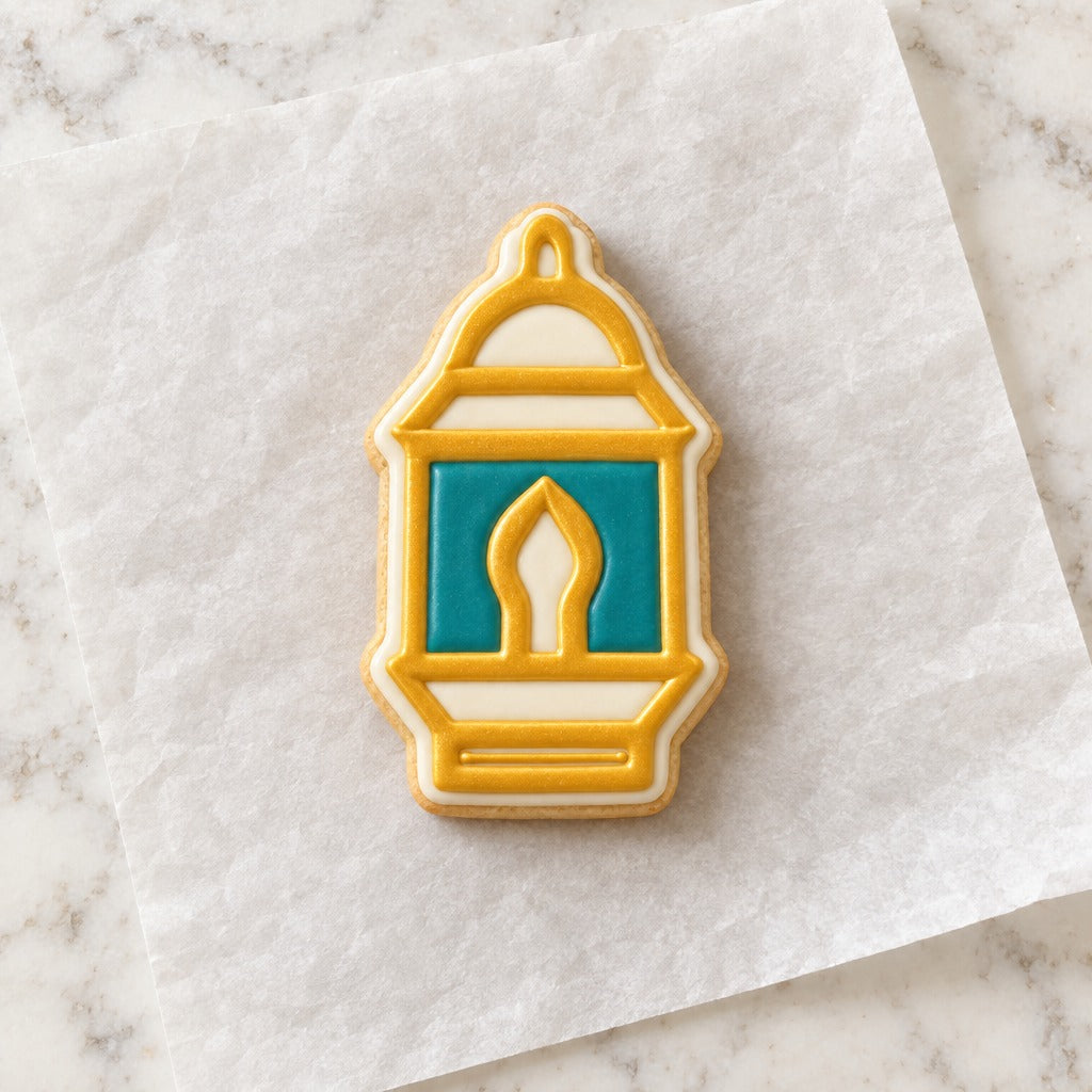 Moroccan Lantern Cookie Cutter (decorated cookie mockup)