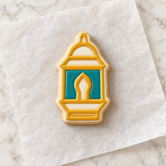 Moroccan Lantern Cookie Cutter (decorated cookie mockup)