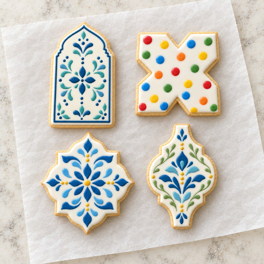 Moroccan Shapes Cookie Cutter Set (decorated cookie mockup)