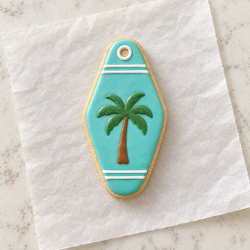 Motel Key Outline Cookie Cutter (decorated cookie mockup)