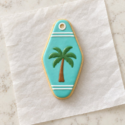 Motel Key Outline Cookie Cutter (decorated cookie mockup)