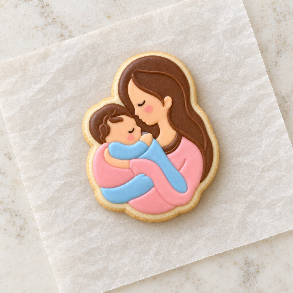 Mother and Baby Cookie Cutter (decorated cookie mockup)