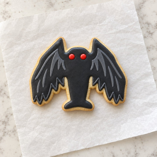 Mothman Cookie Cutter (decorated cookie mockup)