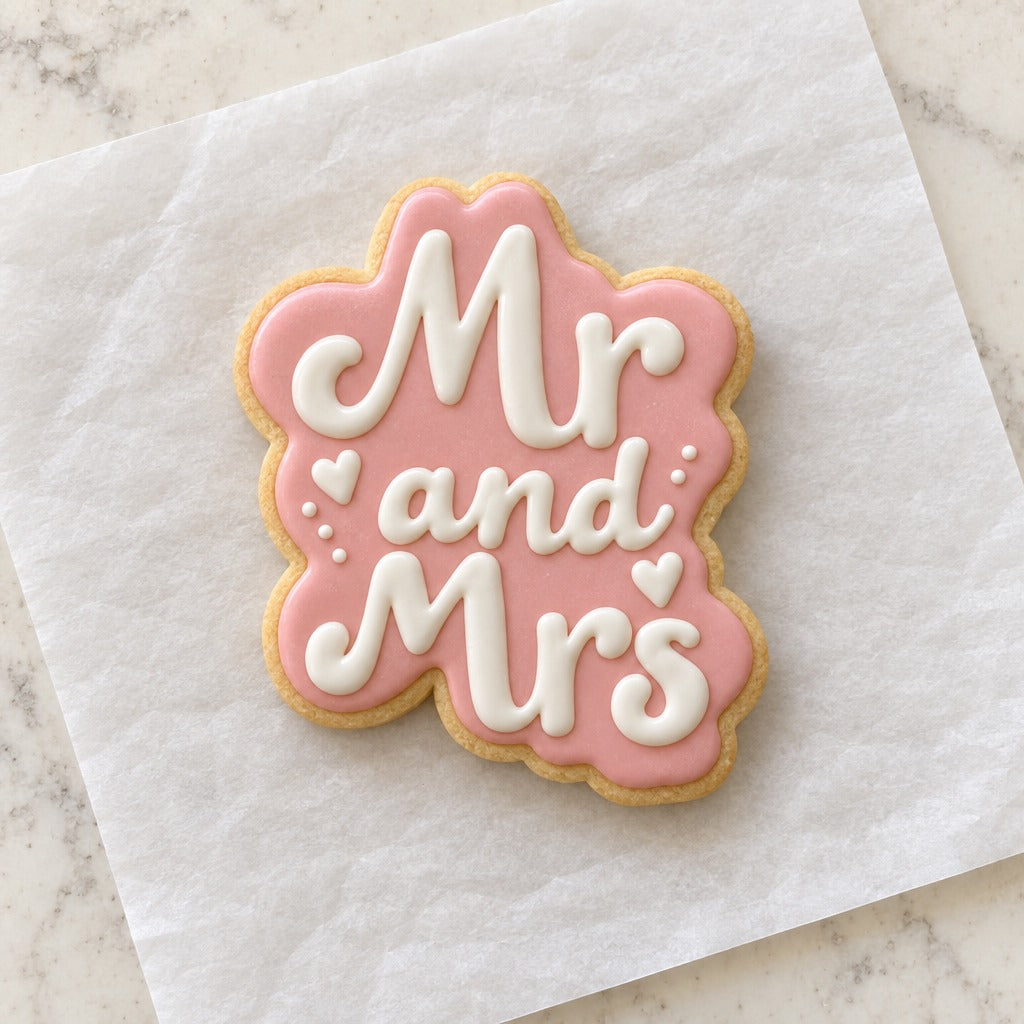 Mr and Mrs Cookie Cutter (decorated cookie mockup)