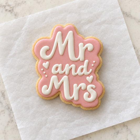 Mr and Mrs Cookie Cutter (decorated cookie mockup)