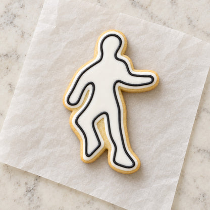 Murder Mystery Body Outline Cookie Cutter (decorated cookie mockup)