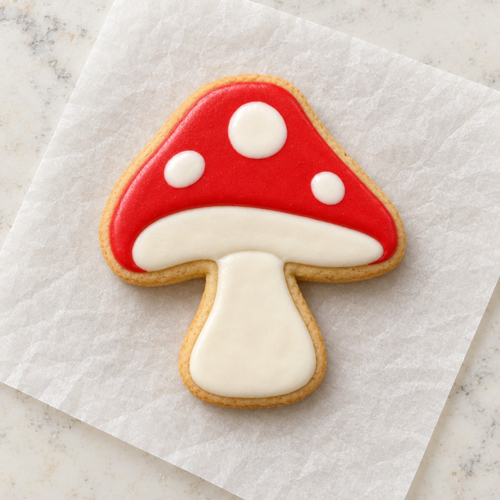 Mushroom Cookie Cutter (decorated cookie mockup)