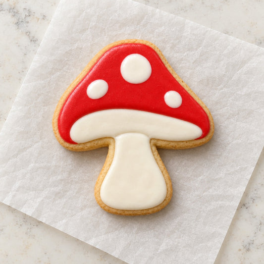 Mushroom Cookie Cutter (decorated cookie mockup)