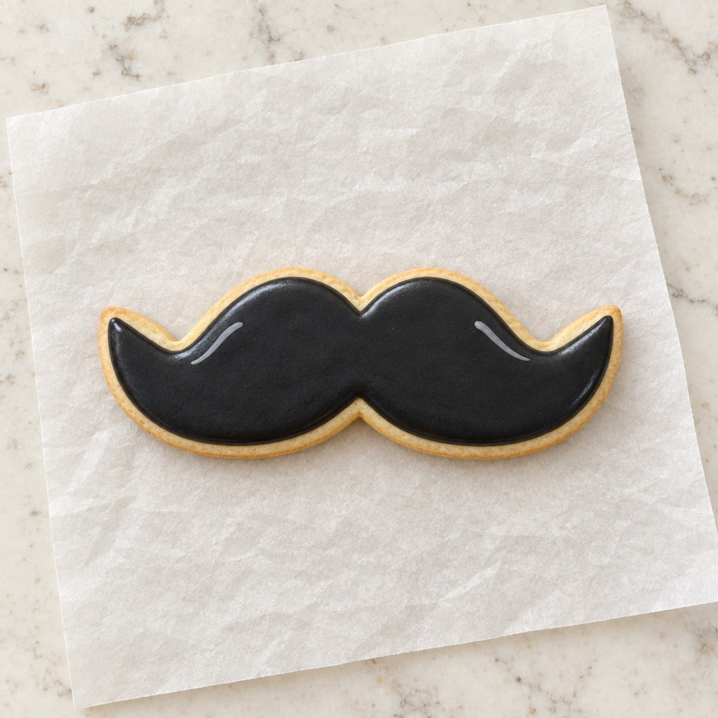 Mustache Outline Cookie Cutter (decorated cookie mockup)
