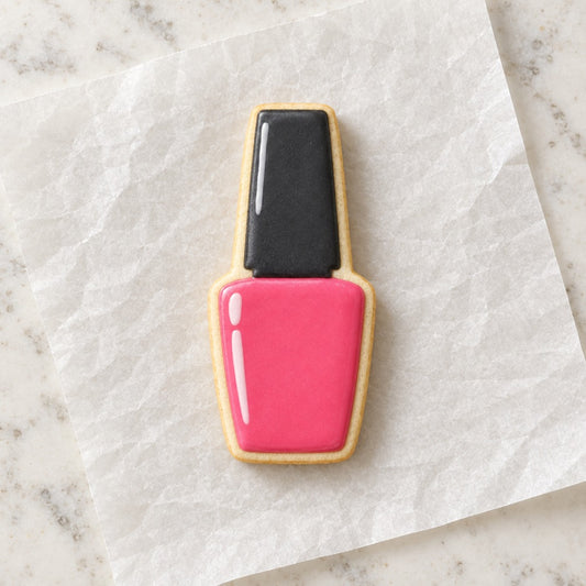 Nail Polish Bottle Cookie Cutter (decorated cookie mockup)