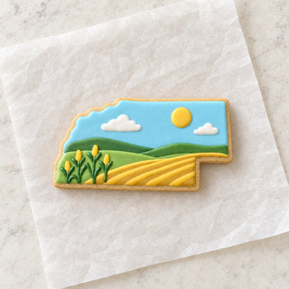 Nebraska Cookie Cutter (decorated cookie mockup)