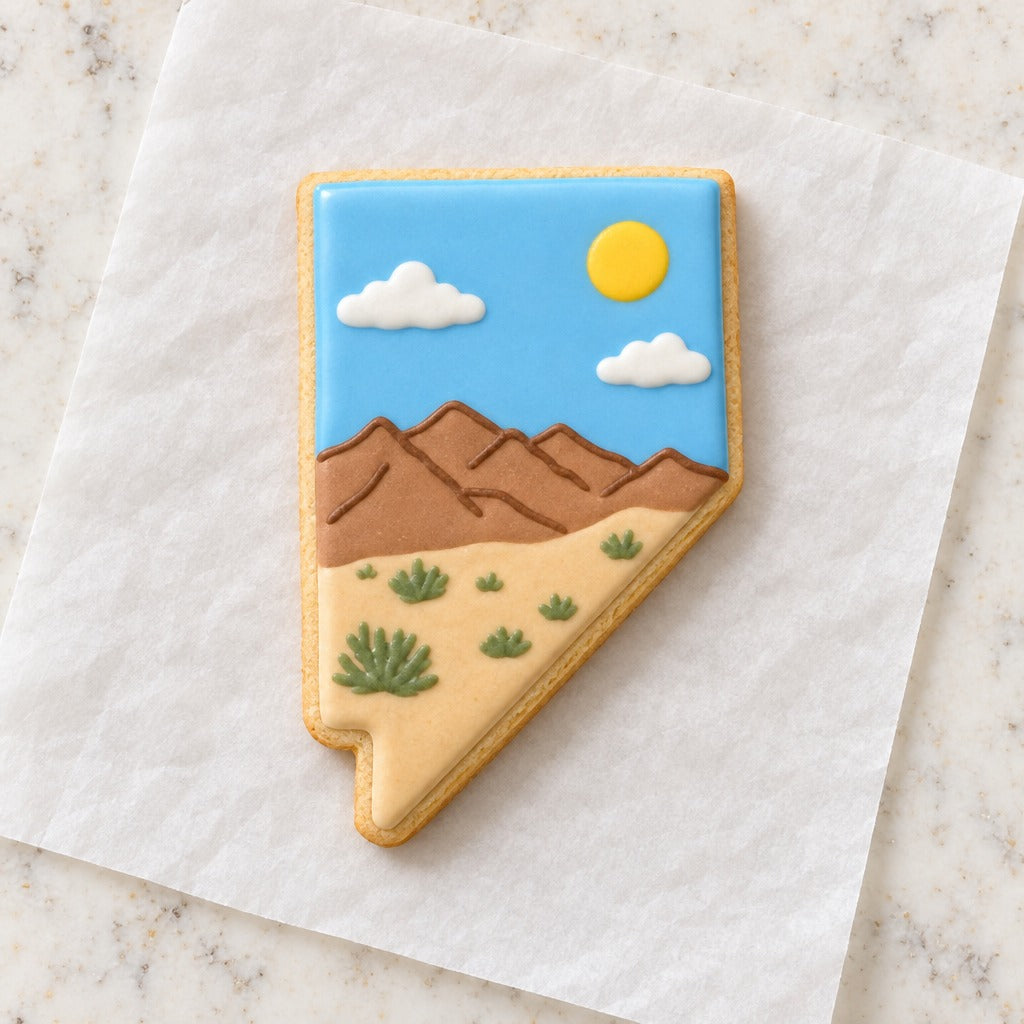 Nevada State Cookie Cutter (decorated cookie mockup)