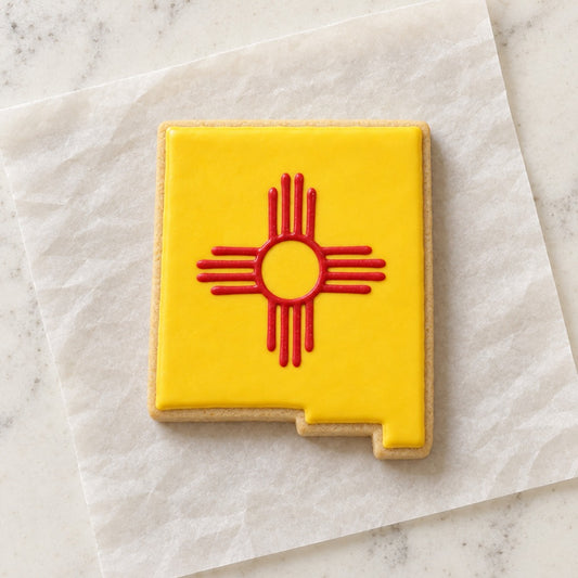 New Mexico State Cookie Cutter (decorated cookie mockup)