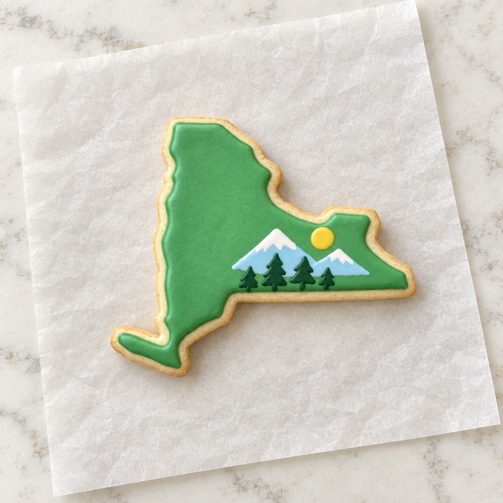 New York Outline Cookie Cutter (decorated cookie mockup)