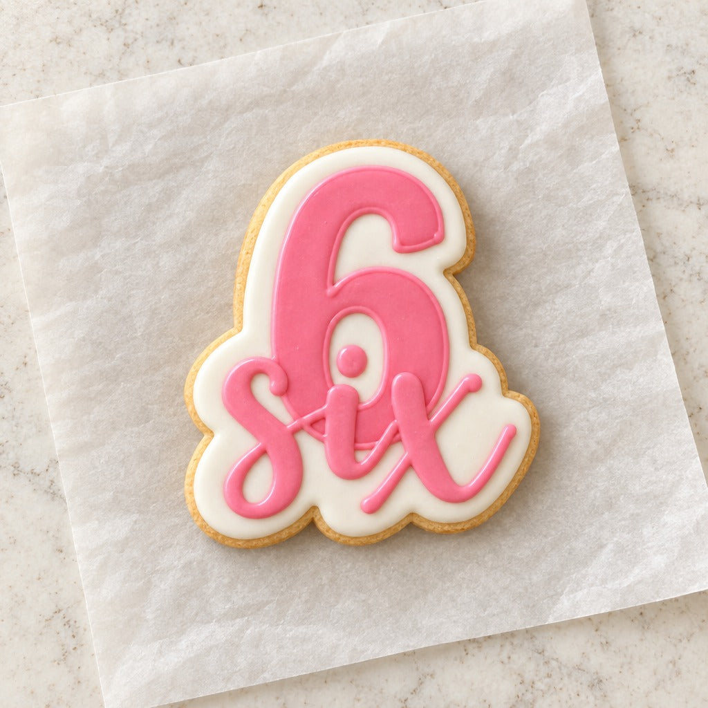 Number 6 Cookie Cutter (decorated cookie mockup)