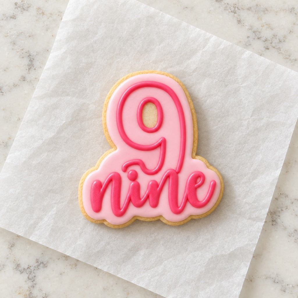 Number 9 Cookie Cutter (decorated cookie mockup)