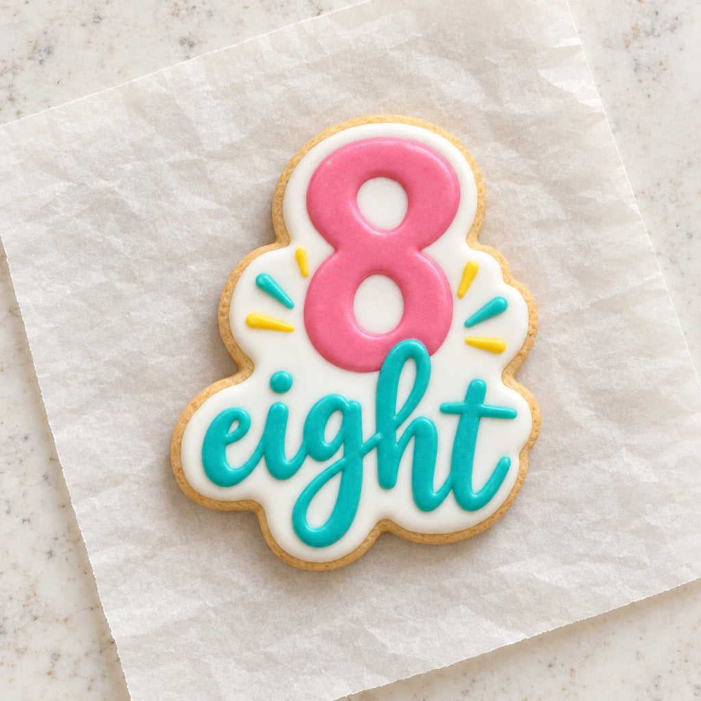 Number 8 Cookie Cutter (decorated cookie mockup)