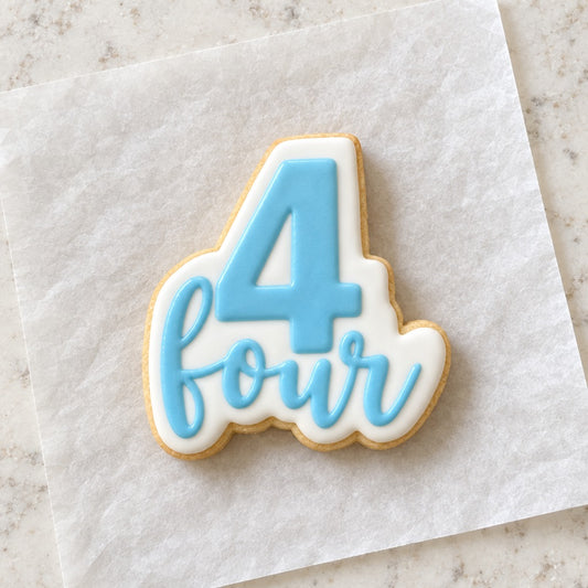 Number 4 Cookie Cutter (decorated cookie mockup)